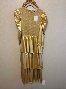 Ivy city co Gold Tiered Dress -